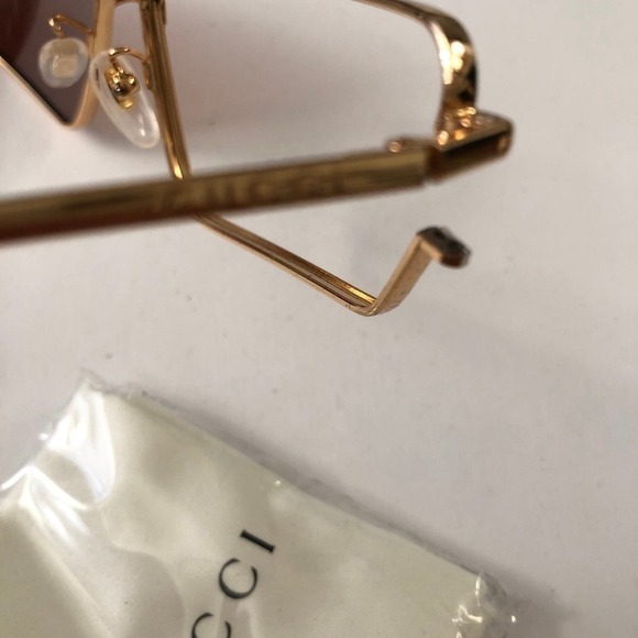 Gucci Cat Eye Sunglasses Rectangular Gold Frame Red Lens main image 9